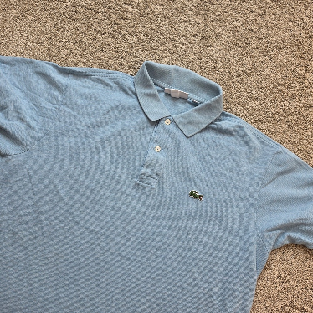 Lacoste Polo Shirt Mens Large Light Blue Cotton Pique Classic Fit Preppy Adult